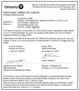 PESTICIDES OPERATOR LICENCE